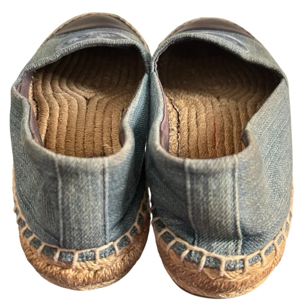 TORY BURCH Benton Denim Cap Toe Espadrille Blue Platform Women’s Size 6 - Picture 10 of 16